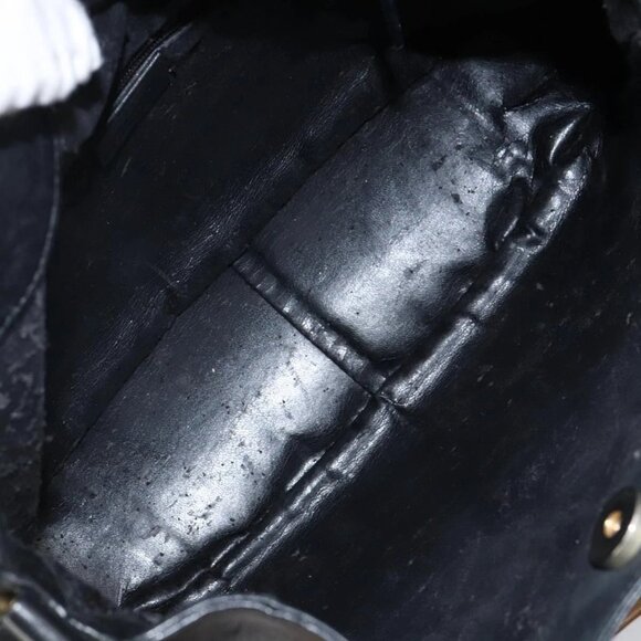 GUCCI Bamboo Shoulder Bag Leather 2way Black Gold 001 1638 Auth 142796 - Picture 13 of 16